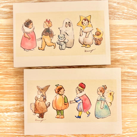 26K-30, 26K-31: "Halloween Costumes" postcard（子供の仮装ポストカードセット） Set of 2