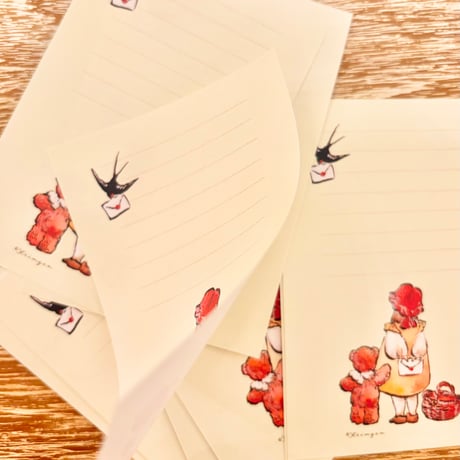 "Letter Girl" memo sheets,  Set of 40, お手紙と女の子のメモシート