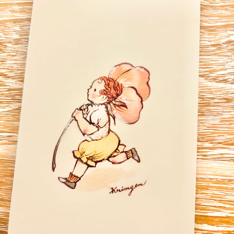 26K-24 "energetic child" postcard（「ポピーを持った元気な子」ポストカード）