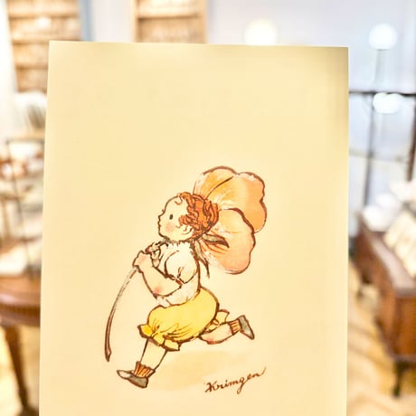 26K-24 "energetic child" postcard（「ポピーを持った元気な子」ポストカード）