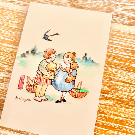 26K-20: "Shall we play with teddy bears?" postcard（「何して遊ぶ？」ポストカード）