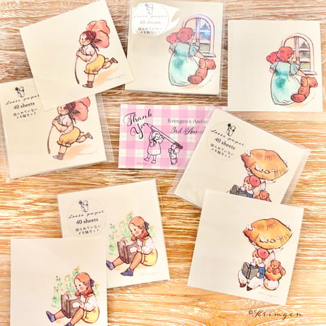 "Energetic Child (square) memo sheets"  Set of 40 sheets, 元気な子メモシート（正方形）