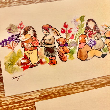 26K-26&27: "Harvest" postcard（秋の実りのポストカードセット） Set of 2