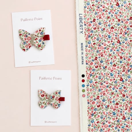 New!《Sサイズ》 butterfly clip  リバティ "Posy Meadow"  Red 単品