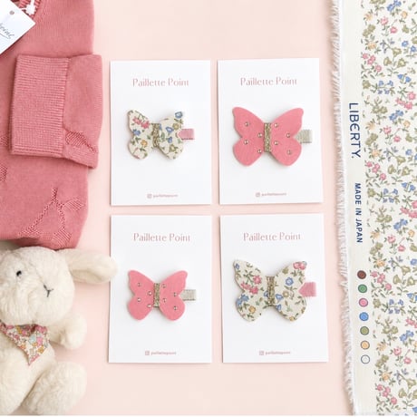 New!《Sサイズ》 butterfly clip  リバティ "Meadow Sweet"  Pastel 単品