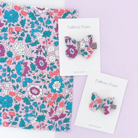 💜New!《Lサイズ》 butterfly clip  リバティ "D'anjo" Neon Purple 単品