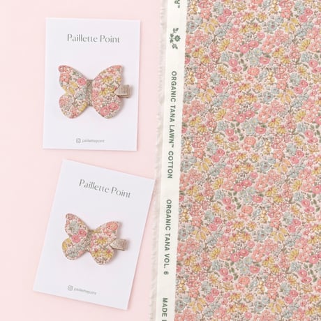 New!《Sサイズ》 butterfly clip  リバティ "Cone Flower Meadow" Pink 単品