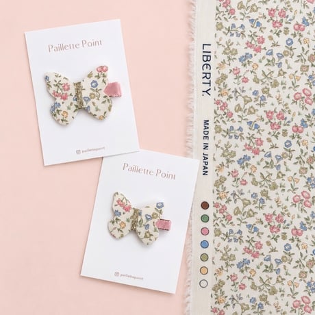 New!《Mサイズ》 butterfly clip  リバティ "Meadow Sweet" Pastel 単品