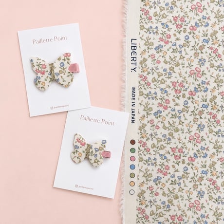 New!《Sサイズ》 butterfly clip  リバティ "Meadow Sweet"  Pastel 単品