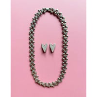 60's vintage heart necklace ＆ crystal earrings