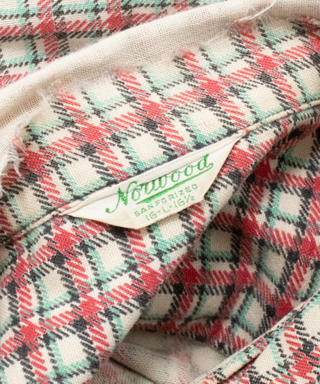 Distressed 50~60's Norwood Print Flannel Shirts L