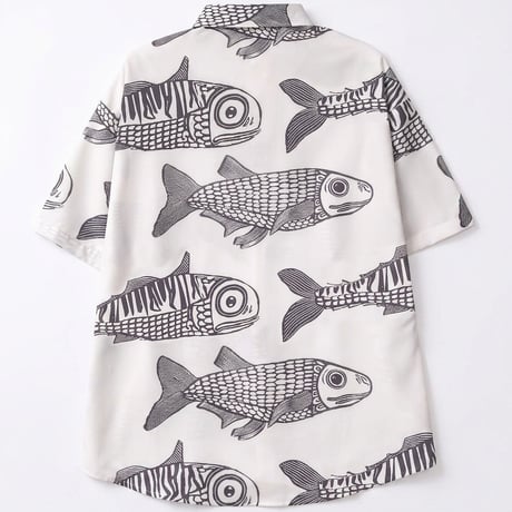 [魚柄]　半袖シャツ