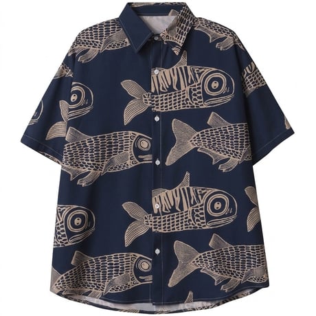 [魚柄]　半袖シャツ