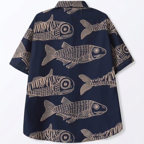 [魚柄]　半袖シャツ
