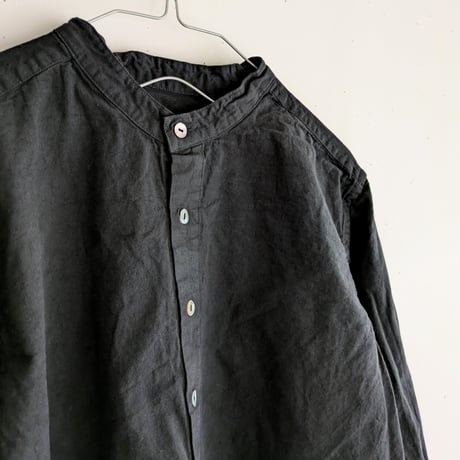 Henley neck shirt　BLACK  long sleeve