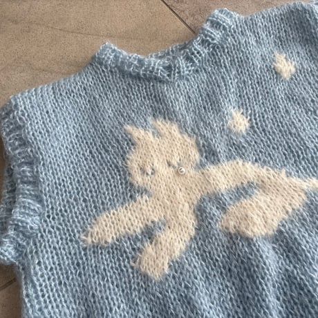 hanasugiyama受注アイテム/3.kitty trears knit vest