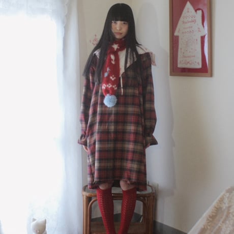 hanasugiyama受注アイテム/15.lovely muffler/red