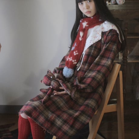 hanasugiyama受注アイテム/15.lovely muffler/red
