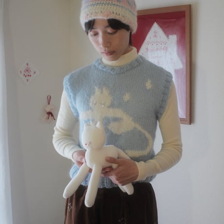 hanasugiyama受注アイテム/3.kitty trears knit vest