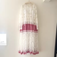 lace×gingham check dress