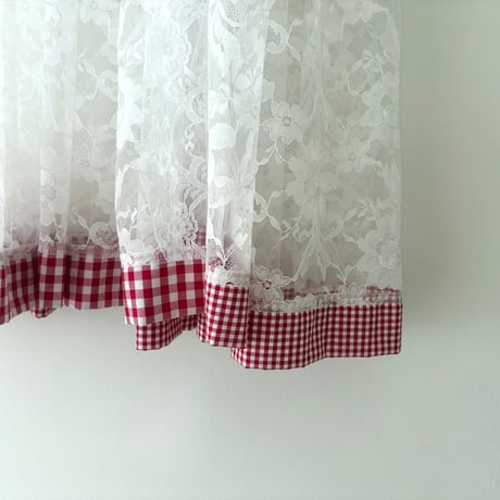 lace×gingham check dress