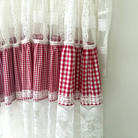 lace×gingham check dress