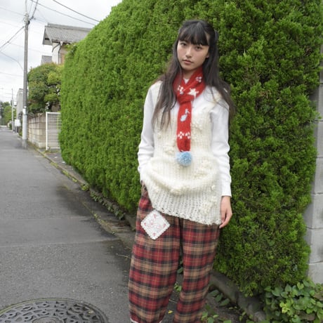hanasugiyama受注アイテム/15.lovely muffler/red