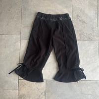 Reebok cropped fleece pants with ribbon hem/black