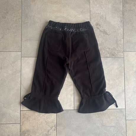 Reebok cropped fleece pants with ribbon hem/black
