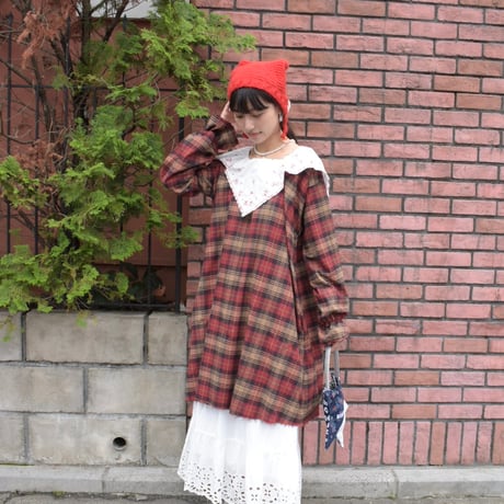 hanasugiyama受注アイテム/6.handkerchief dress  checked