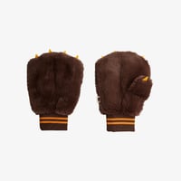 【 MINI RODINI 】Faux fur mittens - Brown