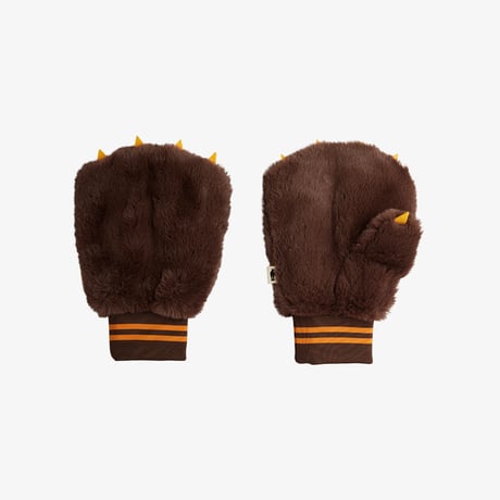 【 MINI RODINI 】Faux fur mittens - Brown