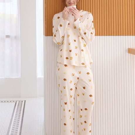 【 gelato pique 】PWCT264334 ｱﾆﾏﾙﾌﾞﾚｯﾄﾞ柄ﾛﾝT CRM (size F)