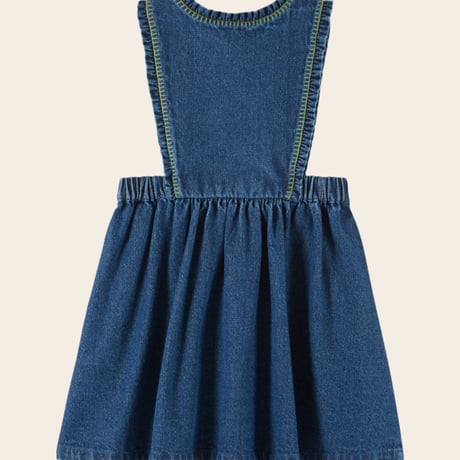 【Emile et Ida】 Apron dress Embroidered blue denim