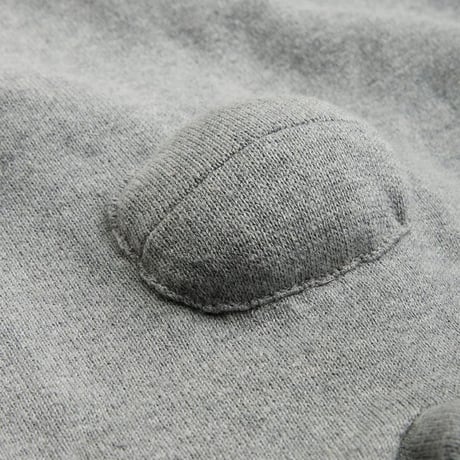 【 MINI RODINI 】Rabbit ear fine knit baby jumpsuit - Grey Melange（68/74）