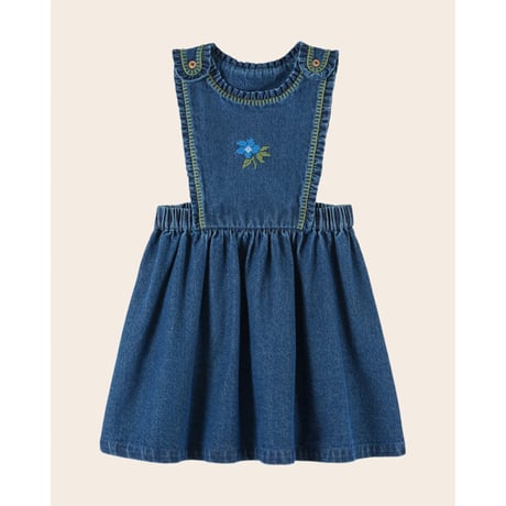 【Emile et Ida】 Apron dress Embroidered blue denim
