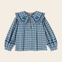【Emile et Ida】 Blouse Large blue check collar