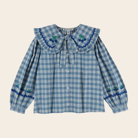 【Emile et Ida】 Blouse Large blue check collar