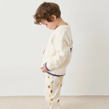 【 gelato pique 】PKNT264445 KIDSｱﾆﾏﾙﾌﾞﾚｯﾄﾞｶｰﾃﾞ&ｽｶｰﾌ CRM (size 90,100)