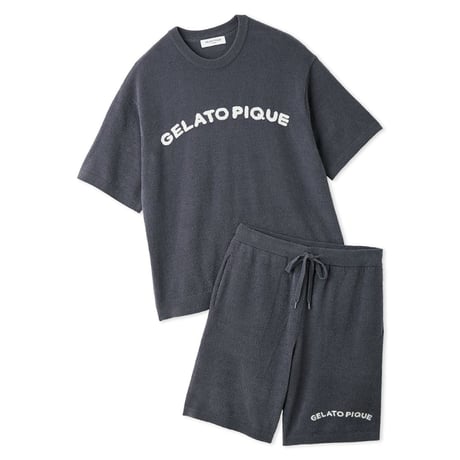 【 gelato pique 】 PMNT264018 ｽﾑｰｽﾞｨliteｶｼﾞｭｱﾙﾛｺﾞｼﾞｬｶﾞｰﾄﾞﾌﾟﾙｵｰﾊﾞｰ&ﾊｰﾌﾊﾟﾝﾂｾｯﾄ NVY（size L）