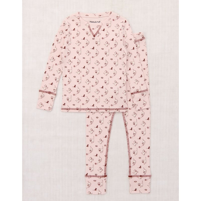 misha and puff 公式限定　アンロー猫パジャマセット　4y Misha&Puff】PAJAMA SET (CANDYFLOSS CAT & MOUSE) | MIK & CO