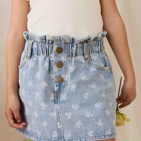 【 Jamie kay 】JKFS264007 ﾌﾛｰﾗﾙﾃﾞﾆﾑｽｶｰﾄTully Floral Denim LBLU（size 90,100,110,120）