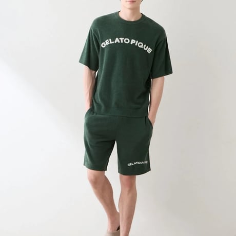 【 gelato pique 】 PMNT264018 ｽﾑｰｽﾞｨliteｶｼﾞｭｱﾙﾛｺﾞｼﾞｬｶﾞｰﾄﾞﾌﾟﾙｵｰﾊﾞｰ&ﾊｰﾌﾊﾟﾝﾂｾｯﾄ NVY（size L）