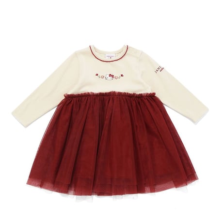 【 Jamie kay ×HELLO KITTY】 JKCO264912 キティ刺繍チュールワンピース RED（size 80~120）