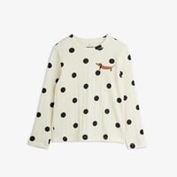 【 MINI RODINI 】Dots aop dog ls tee - Off-white