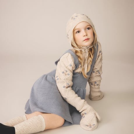 【 SOOR PLOOM 】HEART KNEE SOCK, LINEN / ROSE SMOKE（単品販売）