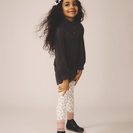 【 SOOR PLOOM 】HEART KNEE SOCK, LINEN / ROSE SMOKE（単品販売）