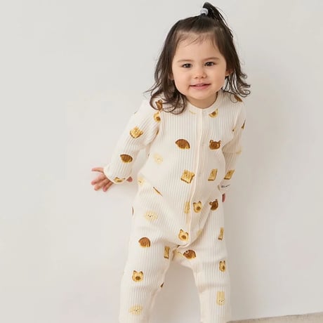 【 gelato pique 】PBCO264481 BABYｱﾆﾏﾙﾌﾞﾚｯﾄﾞ柄ﾛﾝﾊﾟｰｽ CRM (size 70, 80)