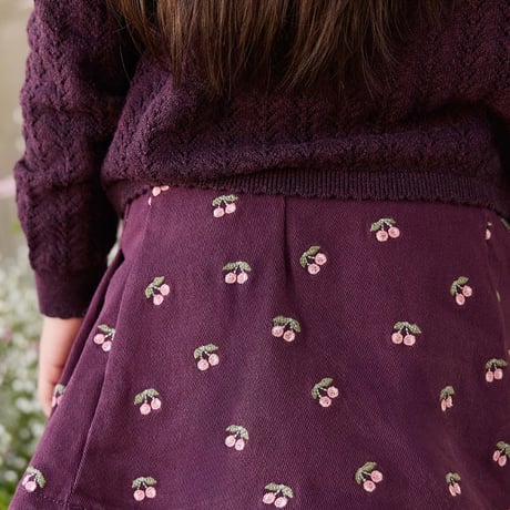 【 Jamie kay 】JKFS264061 ﾁｪﾘｰ刺繍ｽｶｰﾄCherry Fig WINE（size 90,100,110,120）