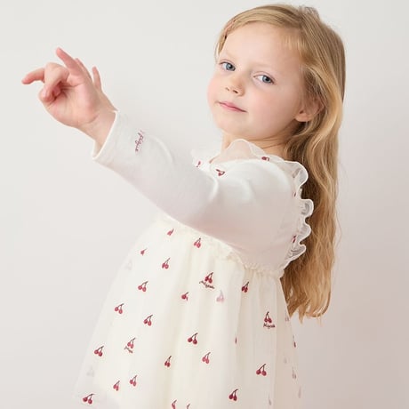【 gelato pique 】PKCT264440 KIDSﾁｪﾘｰ柄ﾁｭｰﾙﾌﾟﾙｵｰﾊﾞｰ IVR（size 90, 100）